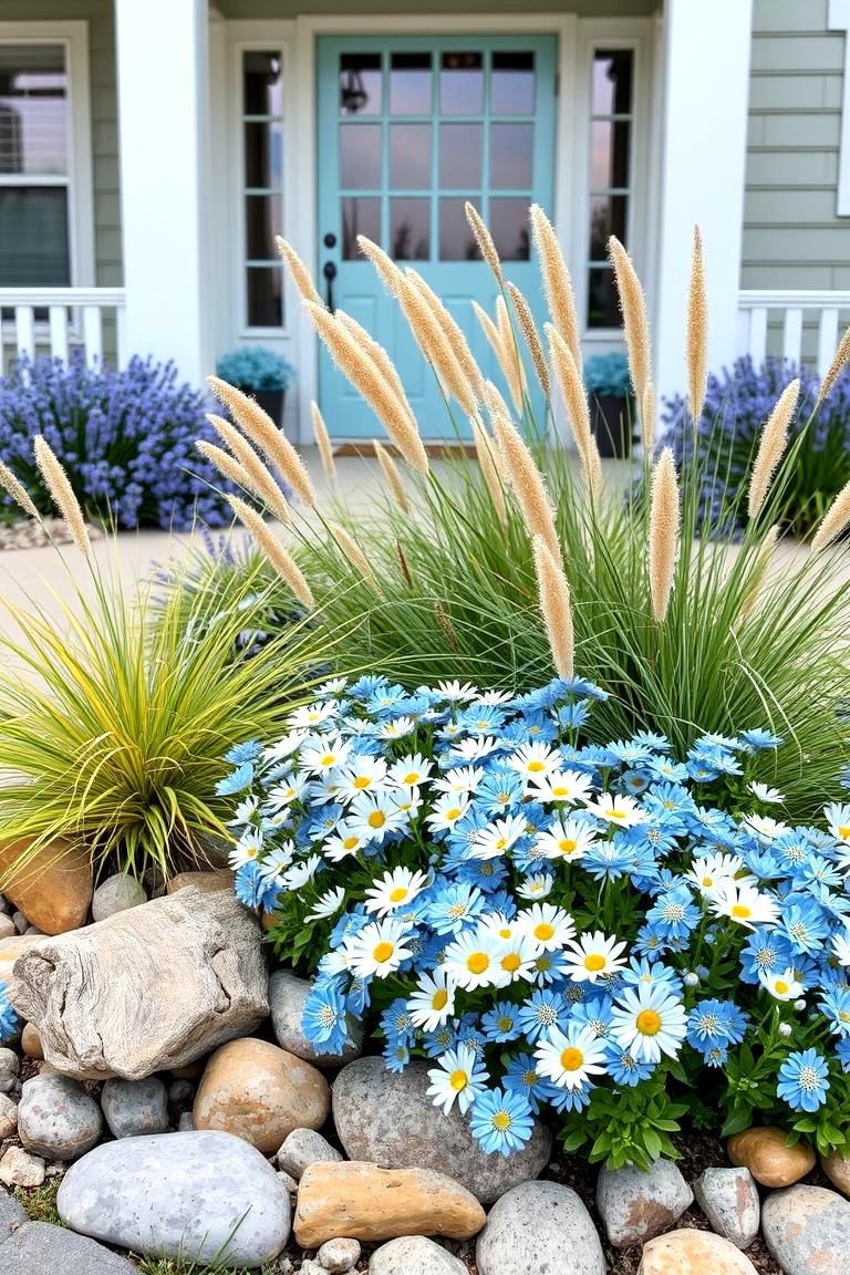 Coastal Inspired Flower Bed - 25 Front Yard Flower Bed Ideas