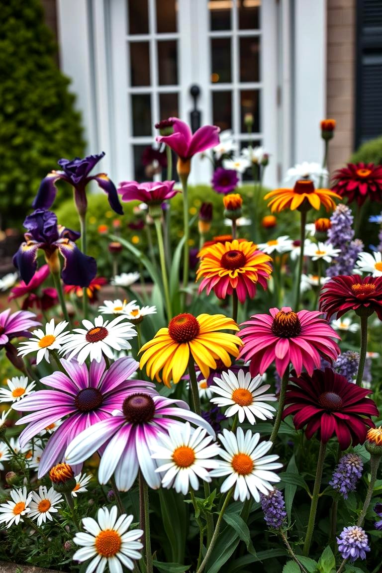 Garden of Contrast with Dark and Light Blooms - 25 Front Yard Flower Bed Ideas