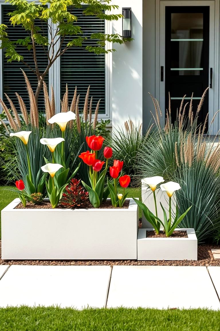 Modern Minimalist Flower Bed - 25 Front Yard Flower Bed Ideas