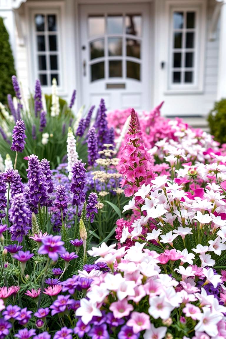 Monochromatic Flower Bed for Simplicity - 25 Front Yard Flower Bed Ideas