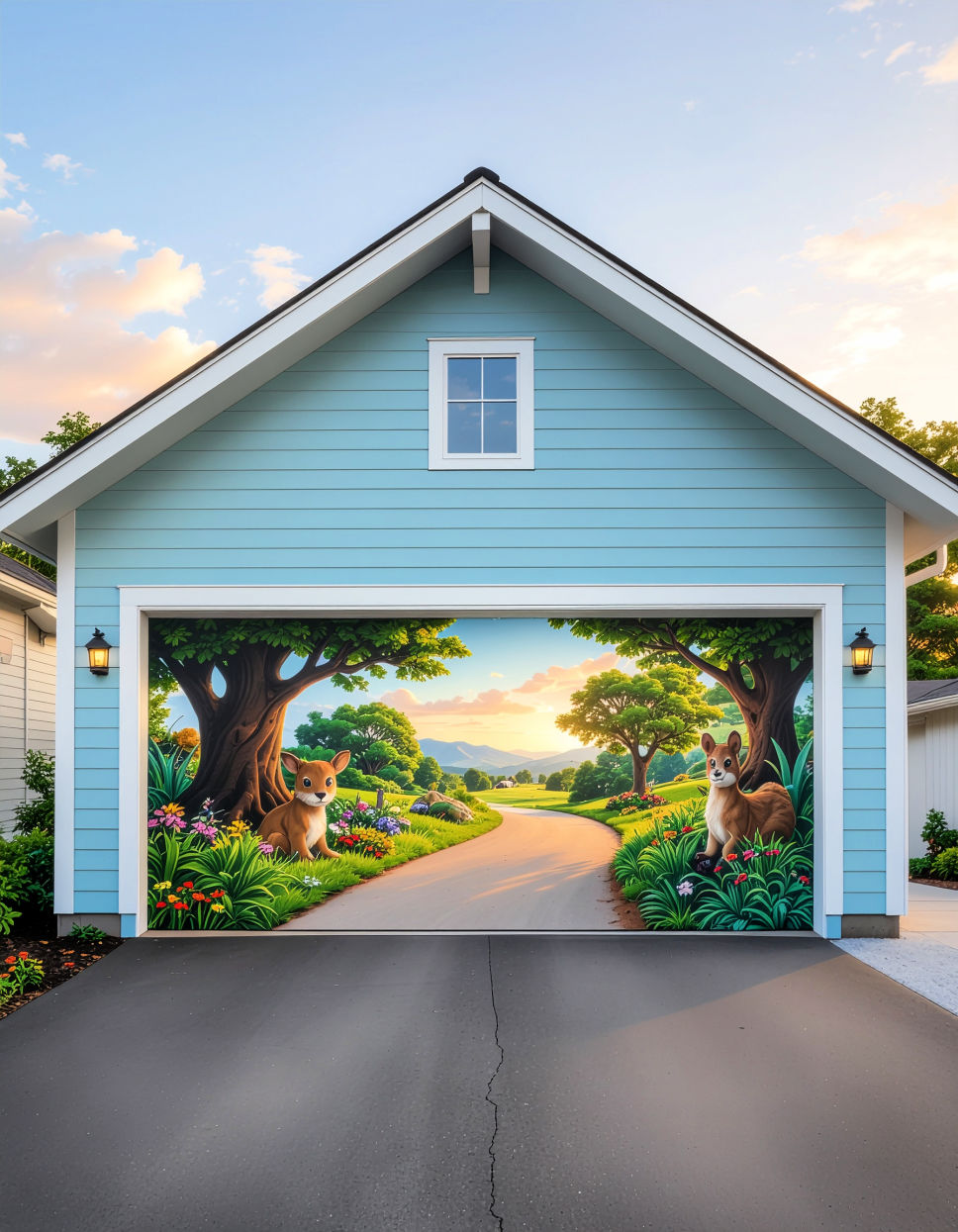 3D Mountain Flowers 115 Garage Door Mural