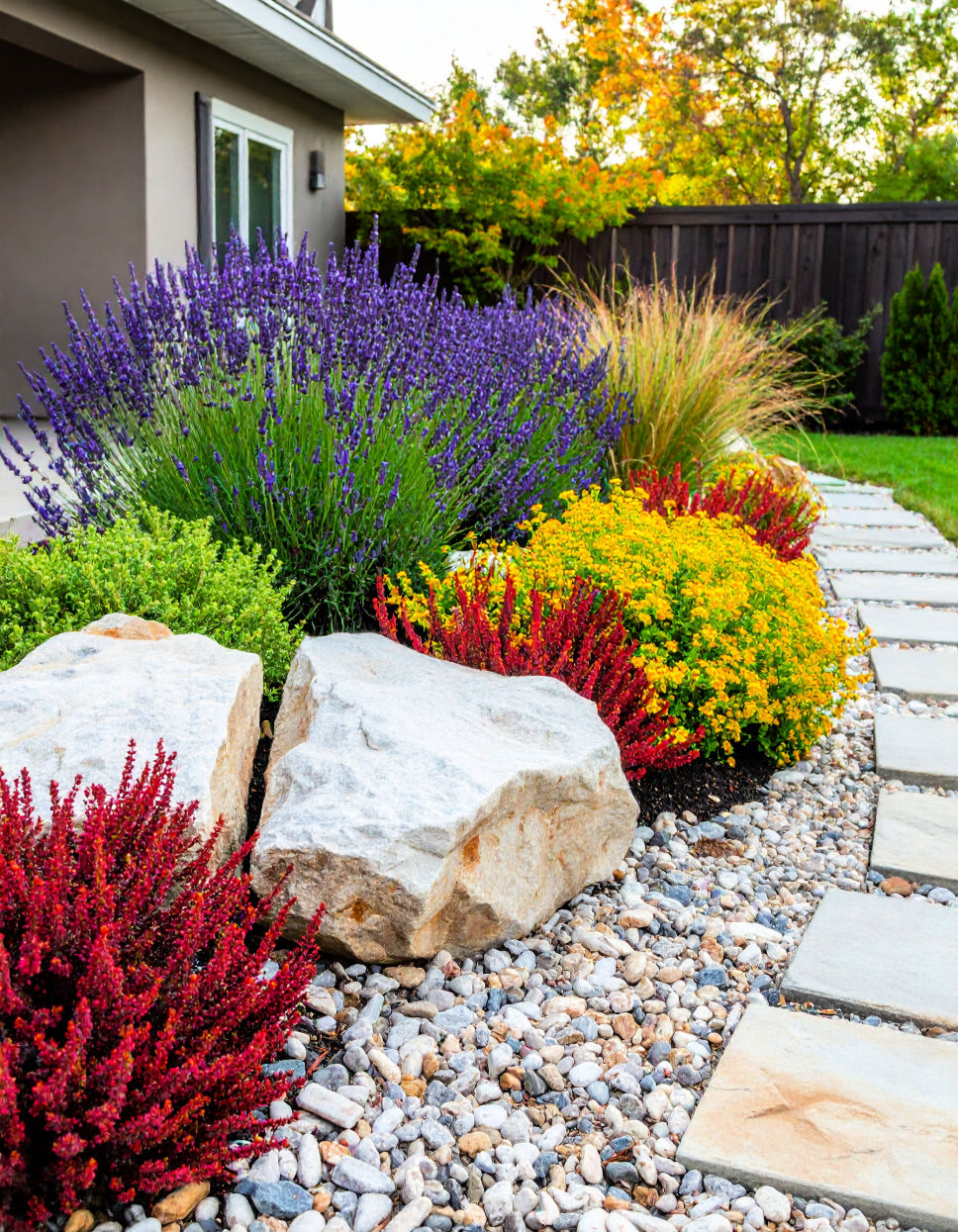 Rock Garden with Drought Tolerant Flowers